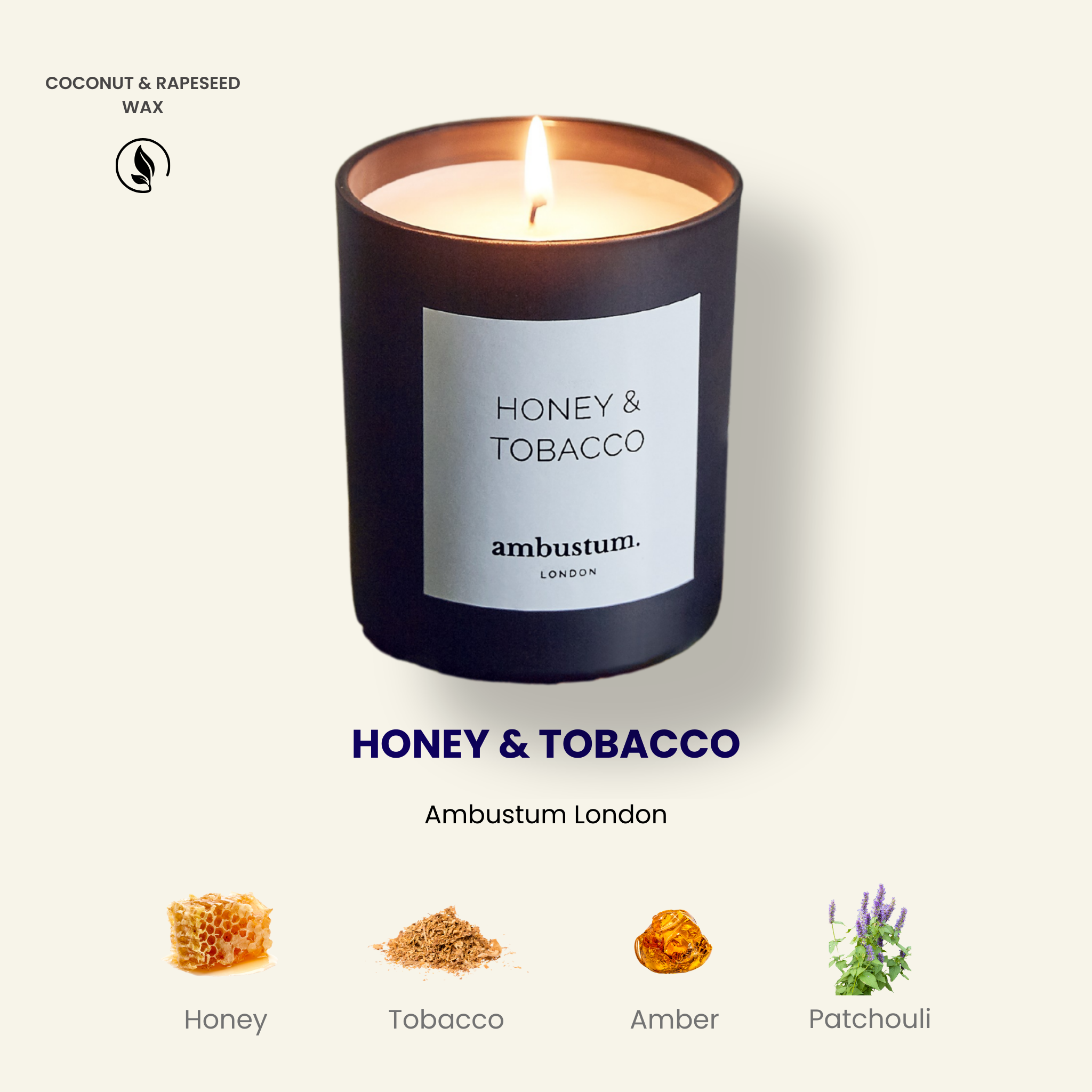 honey tobacco candle & Scented pipe tobacco paired with a golden drizzle of vanilla infused honey Sweet Tobacco & Raw Honey