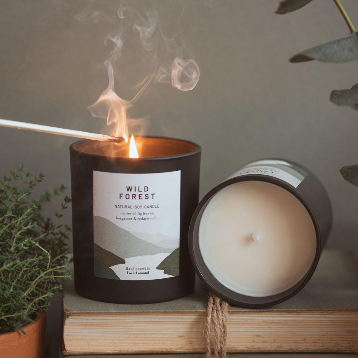 artisan candle being lit